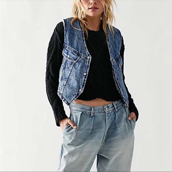 Free People We The Free! Florence Ranch Vest in Light Blue NWT! - Picture 2 of 10